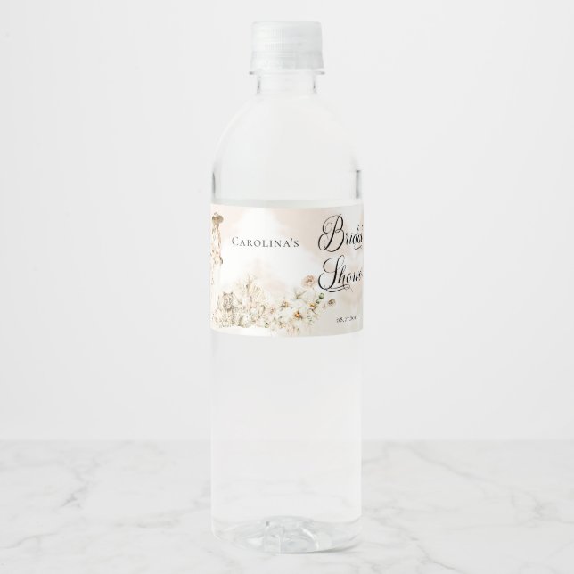 Étiquette Pour Bouteilles D'eau Boho Léopard | Douce Tentation Florale Tropicale p (Devant)