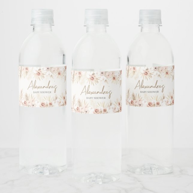 Étiquette Pour Bouteilles D'eau Boho Pampas Baby shower en herbe (Bouteilles)