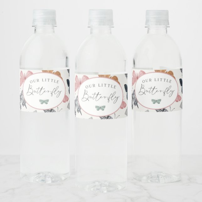Étiquette Pour Bouteilles D'eau Boho Petite Fête d'anniversaire Papillon ou Baby S (Bouteilles)