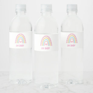 Étiquette Pour Bouteilles D'eau Boho rose bleu jaune arc-en-ciel Oh Baby shower