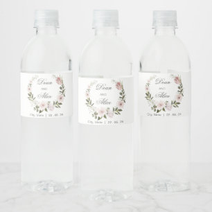 Étiquette Pour Bouteilles D'eau Boho rose Dusty Floral Water Color Pastel Mariage