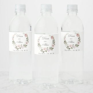 Étiquette Pour Bouteilles D'eau Boho rose Dusty Floral Water Color Pastel Mariage