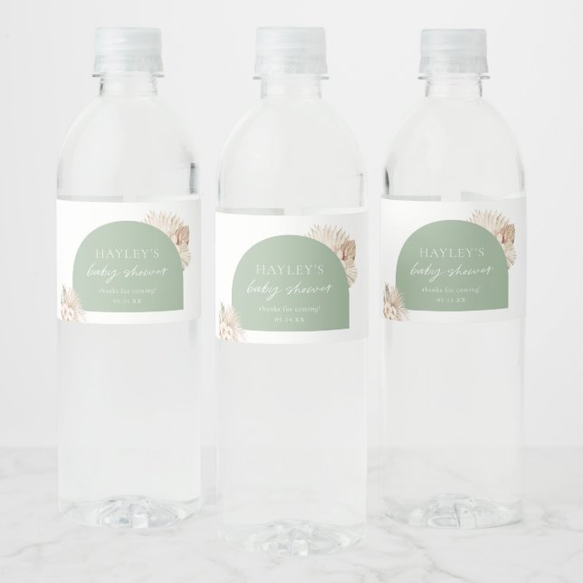 Étiquette Pour Bouteilles D'eau Boho Sage Green Baby shower Favoriser (Bouteilles)