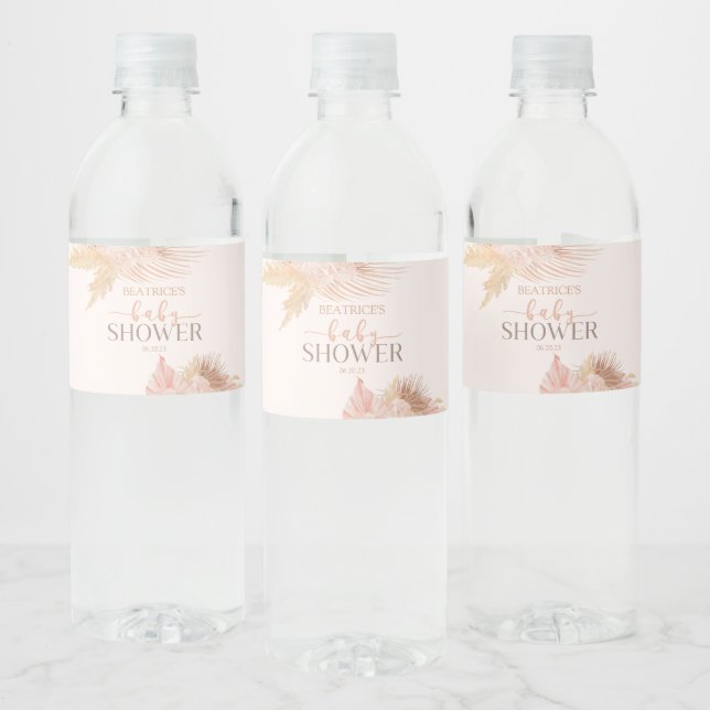 Étiquette Pour Bouteilles D'eau Boho Soft Rose Floral Baby shower (Bouteilles)