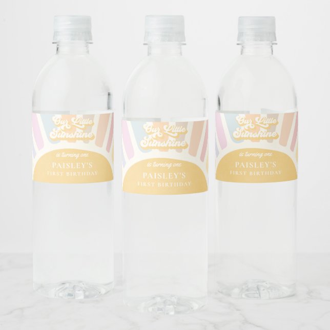 Étiquette Pour Bouteilles D'eau Boho Sunshine 1er Voyage Autour Du Soleil Annivers (Bouteilles)