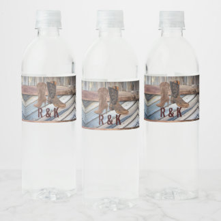 Étiquette Pour Bouteilles D'eau bois de grange Botte Botte mariage campagnard occi