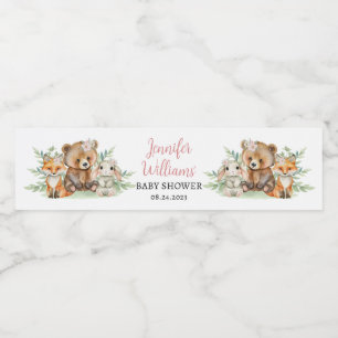 Étiquette Pour Bouteilles D'eau Bois forêt bébé animaux fille baby shower