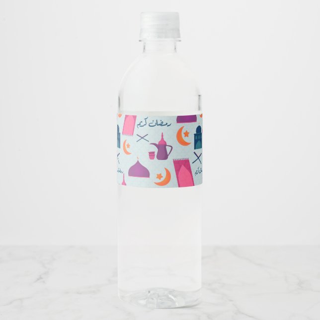 Étiquette Pour Bouteilles D'eau Bon Motif du Ramadan (Devant)