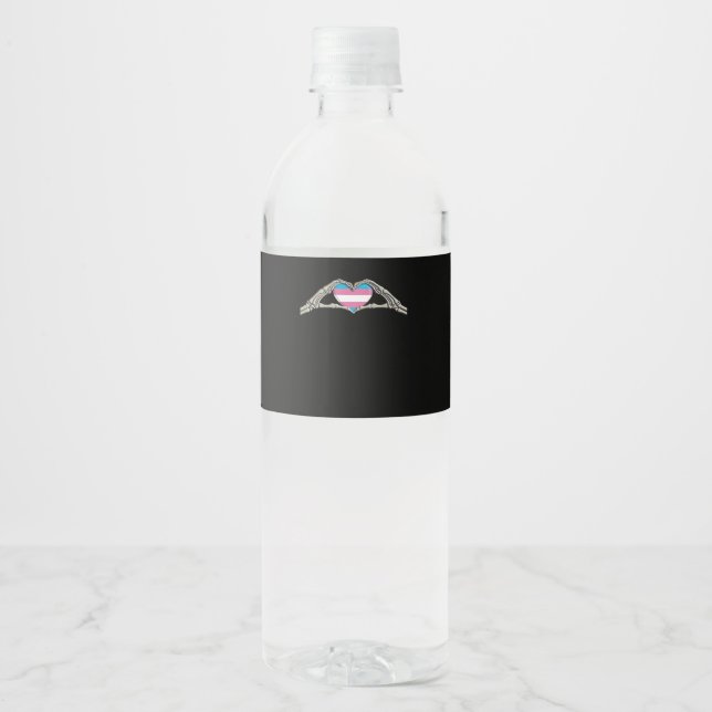 Étiquette Pour Bouteilles D'eau Bone Hands Coeur Transgenre Goth (Devant)