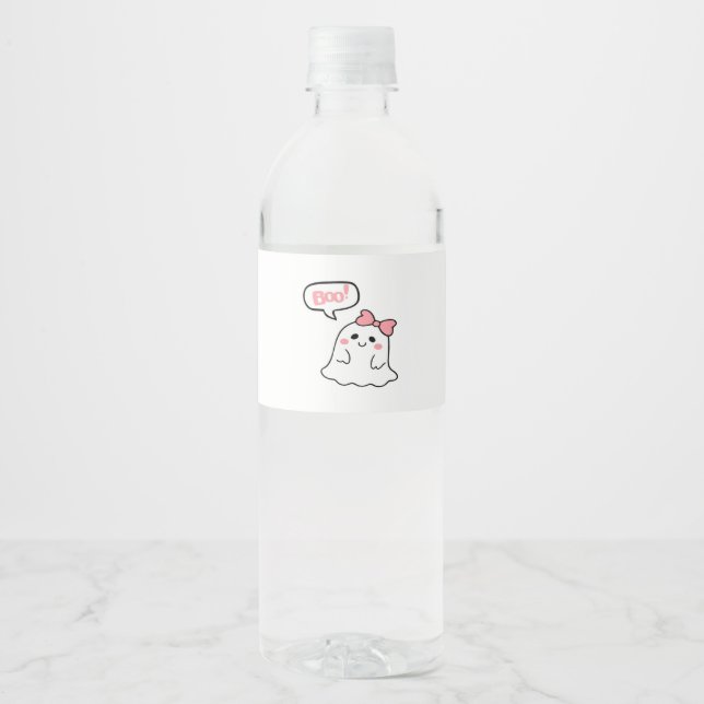 Étiquette Pour Bouteilles D'eau Boo ! Cute Boo Minimal Clean (Devant)