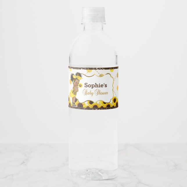 Étiquette Pour Bouteilles D'eau Bouchon de bouteille d'eau de tournesol (Devant)