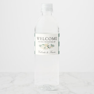 Étiquette Pour Bouteilles D'eau Bouquet Rose blanche Bienvenue
