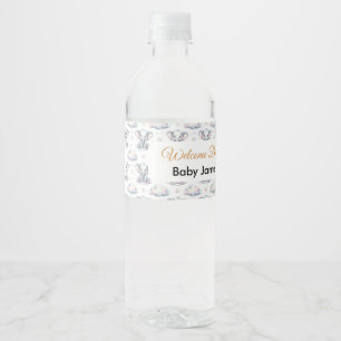 Étiquette Pour Bouteilles D'eau Bouteille d'eau Bébé Éléphant Aquarelle Bleu Garço