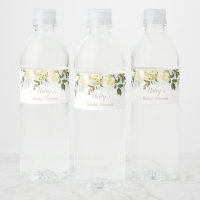 Bouteille d'eau de Baby Shower avec verdure de ros
