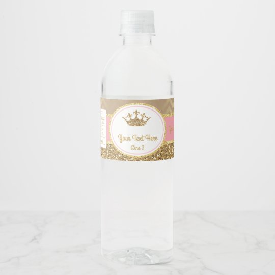 Etiquette Pour Bouteilles D Eau Bouteille D Eau De La Couronne D Or Rose Royale Et Zazzle Fr