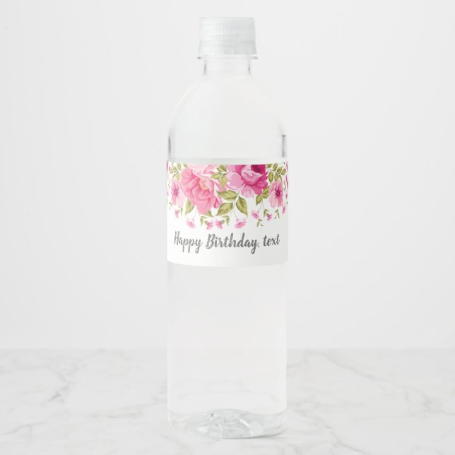 Étiquette Pour Bouteilles D'eau bouteille d'eau ÉTIQUETTE - boho floral (Devant)