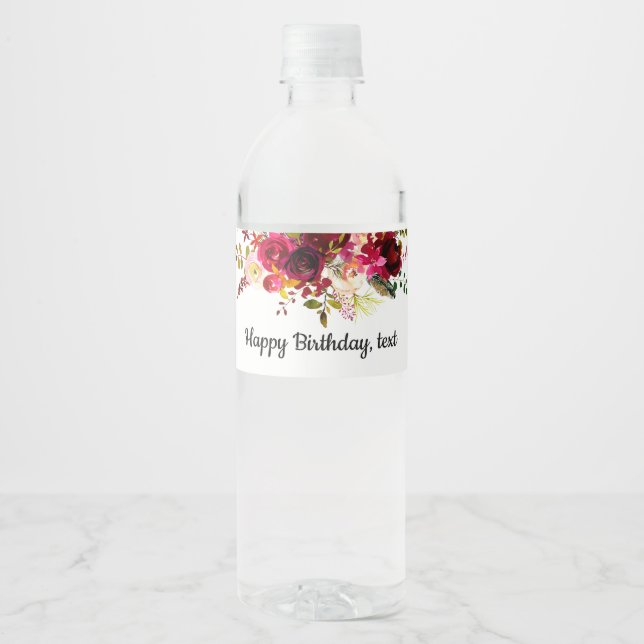 Étiquette Pour Bouteilles D'eau bouteille d'eau ÉTIQUETTE - boho floral (Devant)