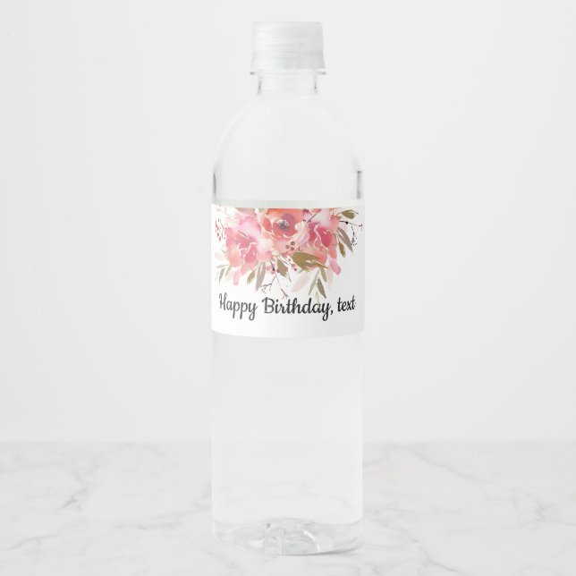Étiquette Pour Bouteilles D'eau bouteille d'eau ÉTIQUETTE - boho floral (Devant)
