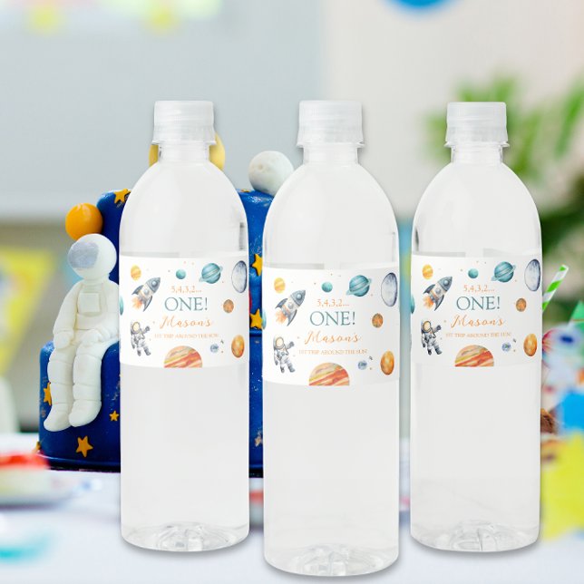 Étiquette Pour Bouteilles D'eau Bouteille d'eau pour anniversaire spatial (Créateur téléchargé)