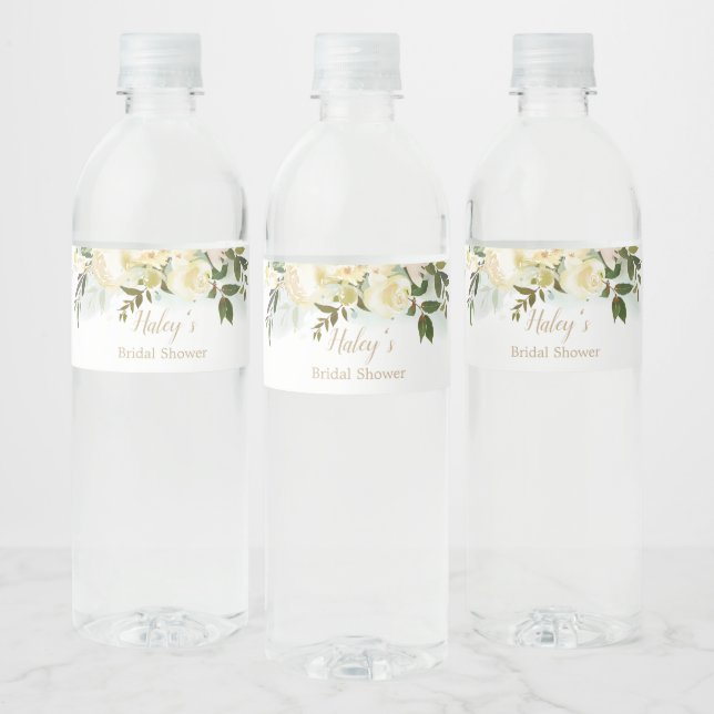 Étiquette Pour Bouteilles D'eau Bouteille d'eau pour mariage avec verdure de rose  (Bouteilles)