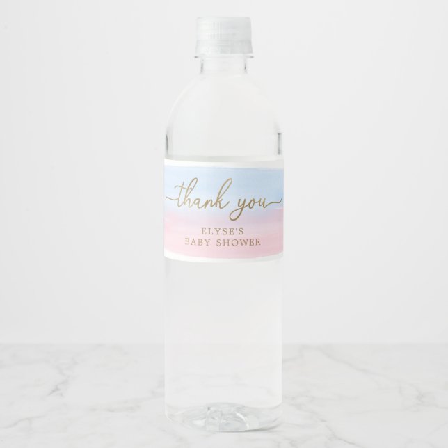 Étiquette Pour Bouteilles D'eau Bouteille d'eau rose bleu Favoriser le Étiquette (Devant)