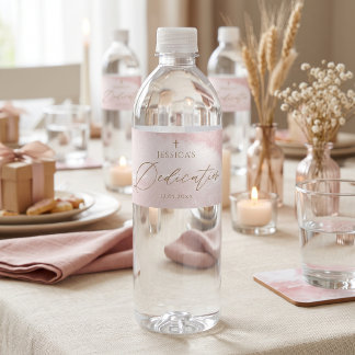 Étiquette Pour Bouteilles D'eau Bouteille d'eau Rose Pâle Aquarelle Dédicace de Bé