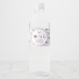 Étiquette Pour Bouteilles D'eau Bouteille d'eau violet Fleur sauvage premier anniv