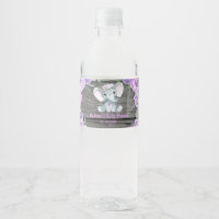 Bouteille d'eau violet vert Eléphant étiquette pou