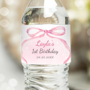 Étiquette Pour Bouteilles D'eau Boutique Bow rose 1er anniversaire