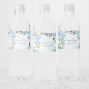 Étiquette Pour Bouteilles D'eau Boy Blue Balloon Baby shower de verdure