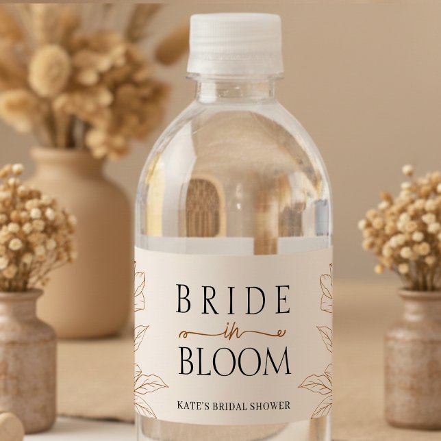Étiquette Pour Bouteilles D'eau Bride in Bloom Tan Brown Bridal Shower (Bride in Bloom Tan Brown Bridal Shower Water Bottle Label
)