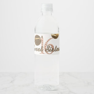 Étiquette Pour Bouteilles D'eau Bronze Pois Rose Gold Anniversaire 16 Ans Douce