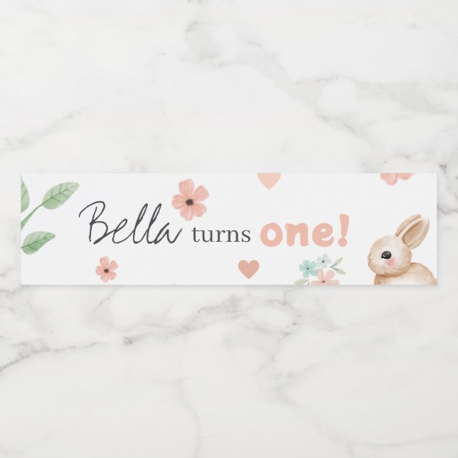 Étiquette Pour Bouteilles D'eau Bunny Anniversaire Fête Étiquette bouteille d'eau (Étiquettes simples)