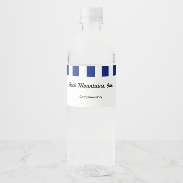 Étiquette Pour Bouteilles D'eau Bureau Code QR et Rayures Bleu Marine Exécutif (Devant)