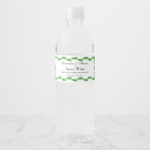 Étiquette Pour Bouteilles D'eau Cadre doré élégant avec feuilles vertes fond DIY