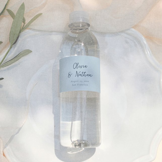 Étiquette Pour Bouteilles D'eau Calligraphie fantaisiste Minimal Retro Mariage Ble (Créateur téléchargé)
