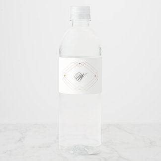 Étiquette Pour Bouteilles D'eau Calligraphie Typographie Monogramme Mariage Gold D