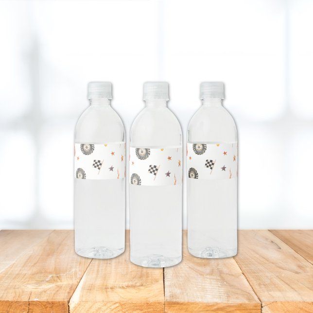 Étiquette Pour Bouteilles D'eau Camions Chauffeurs de course Aquarelle moderne Bla (Créateur téléchargé)