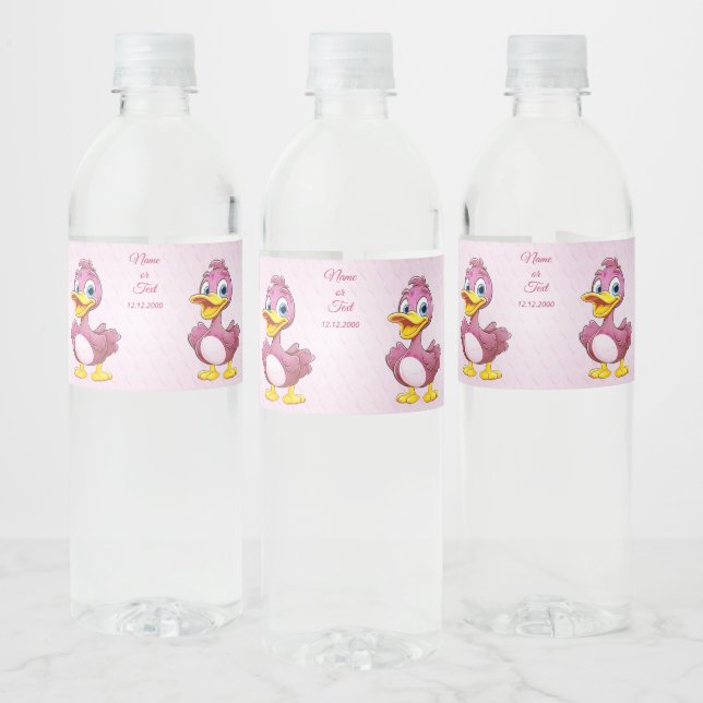 Étiquette Pour Bouteilles D'eau Canards roses (Bouteilles)