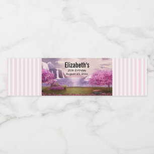 Étiquette Pour Bouteilles D'eau Cascades et cerisiers autour d'un lac Anniversaire