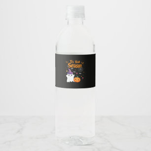 Étiquette Pour Bouteilles D'eau C'est la saison des citrouilles rétro funky Hallow