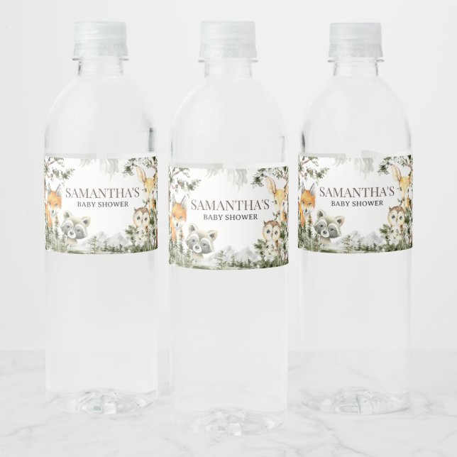 Étiquette Pour Bouteilles D'eau C'est un garçon Animaux de forêt (Bouteilles)