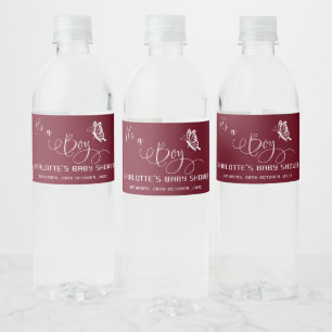 Étiquette Pour Bouteilles D'eau C'est un garçon Baby Shower papillon minimaliste m