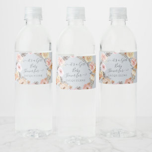 Étiquette Pour Bouteilles D'eau C'est une fille Floral Dusty Baby shower papillon