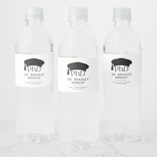 Étiquette Pour Bouteilles D'eau Chapeau doctoral personnalisé de doctorat pour la
