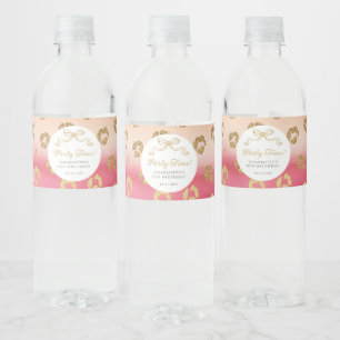 Étiquette Pour Bouteilles D'eau Cheetah Leopard rose et or