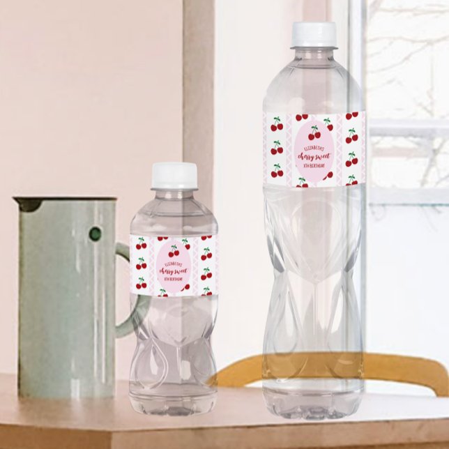 Étiquette Pour Bouteilles D'eau Cherry Sweet Anniversaire (Créateur téléchargé)