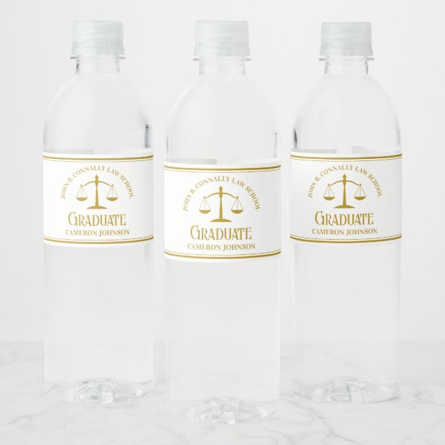 Étiquette Pour Bouteilles D'eau Chic Gold Law School Custom Graduation Party (Bouteilles)