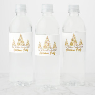 Étiquette Pour Bouteilles D'eau Chic Gold Snowflakes fête de Noël personnalisée