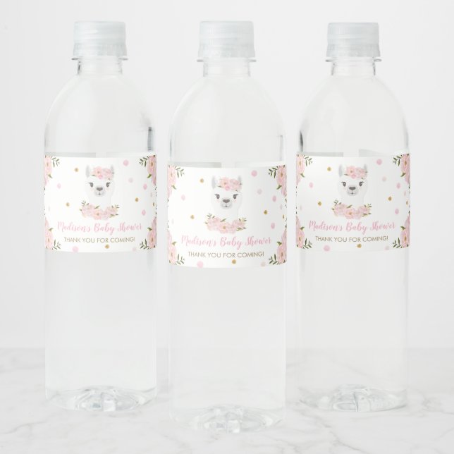 Étiquette Pour Bouteilles D'eau Chic Llama Blush rose Baby shower Floral Favoriser (Bouteilles)
